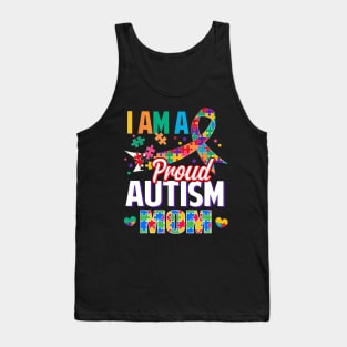 I Am A Proud Autism Mom Autism Awareness Ribbon Tank Top